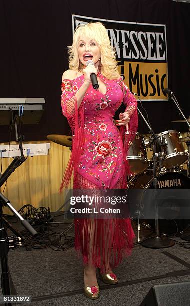 Dolly Parton performs at the Tennessee Film & Music Commission reception