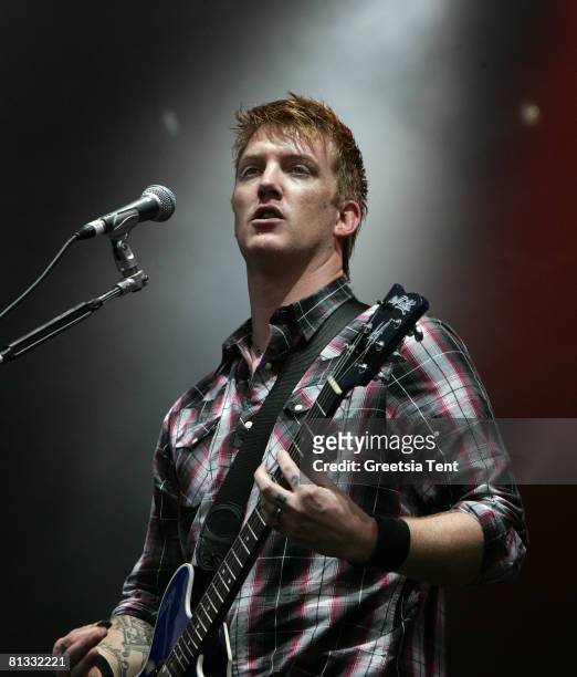 Josh Homme of the band Queens of the Stone Age performs live on day 3 of the 39th Pinkpop Festival on June 1, 2008 in Landgraaf, Netherlands.