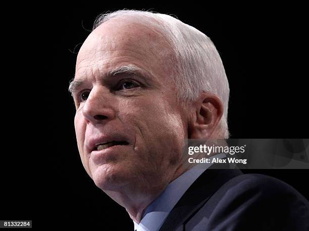 Republican U.S. Presidential candidate Sen. John McCain addresses the 2008 American Israel Public Affairs Committee Policy Conference at the...