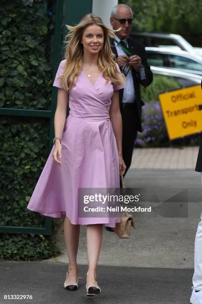 Louisa Warwick seen arriving at Day 9 of Wimbledon 2017 on July 12, 2017 in London, England.