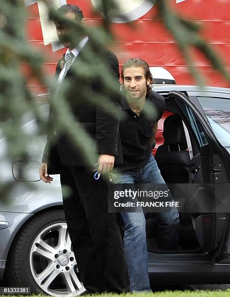 French national football team midfielder Mathieu Flamini arrives at the National Technical Center of Clairefontaine, near Paris, on June 02 on the...