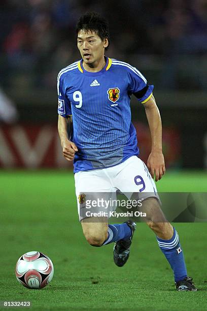 Daisuke Matsui of Japan in action during the 2010 World Cup Asian Third Qualifier match between Japan and Oman at Nissan Stadium on June 2, 2008 in...