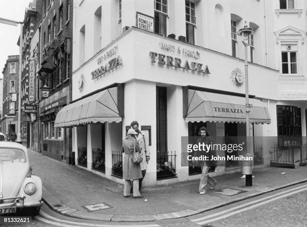 The Trattoria Terrazza on the corner of Dean Street and Romilly Street in London's Soho, opened in 1959 by Mario Cassandro and Franco Lagattolla,...