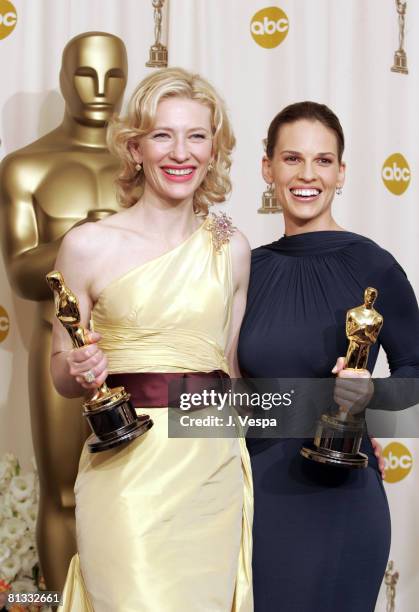 Cate Blanchett, winner Best Actress in a Supporting Role for "The Aviator," and Hilary Swank, winner Best Actress in a Leading Role for "Million...