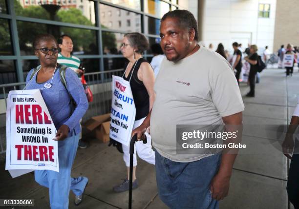 Don Blanche from Brockton walks to his medical appointment at Tufts Medical Center in Boston, where nurses walked off their jobs and began a strike...