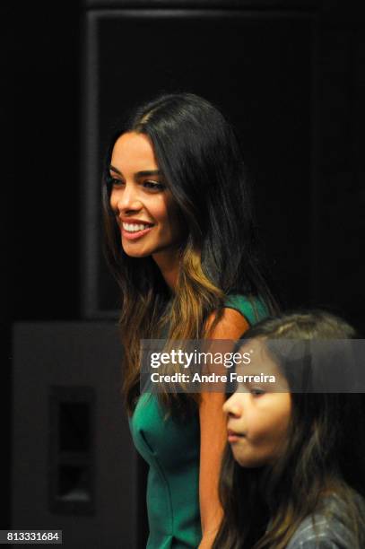 Joana Sanz wife of new player of PSG Dani Daniel Alves during the press conference of Paris Saint Germain on July 12, 2017 in Paris, France.