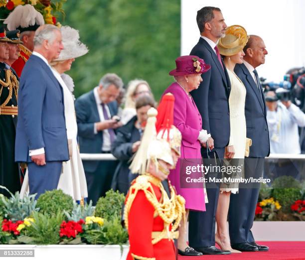 Prince Charles, Prince of Wales, Camilla, Duchess of Cornwall, Queen Elizabeth II, King Felipe VI of Spain, Queen Letizia of Spain and Prince Philip,...