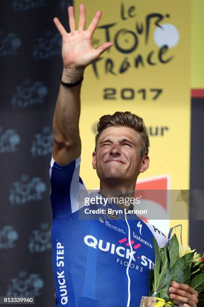 Marcel Kittel of Germany and Quick-Step Floors celebrates his fifth win on stage eleven of Le Tour de France 2017, a 203.5km road stage from Eymet to...
