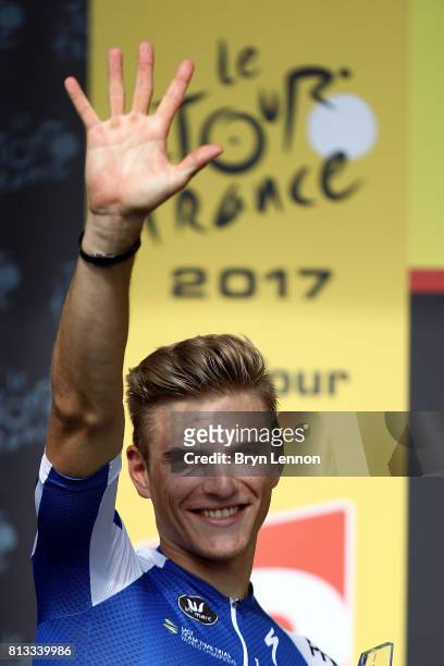 Marcel Kittel of Germany and Quick-Step Floors celebrates his fifth win on stage eleven of Le Tour de France 2017, a 203.5km road stage from Eymet to...