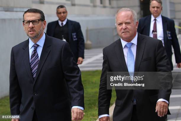 David Wildstein, former director of interstate capital projects for the Port Authority of New York and New Jersey, left, exits federal court with his...