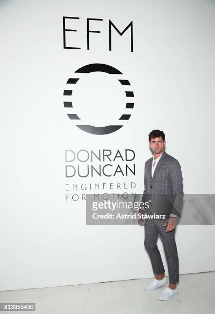 Model Sean O'Pry attends the EFM Engineered For Motion Spring/Summer 2018 Runway Show at Skylight Clarkson Square on July 12, 2017 in New York City.