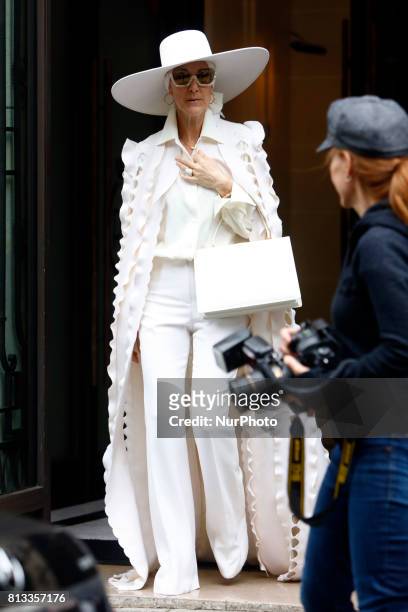 Celine Dion leaves her hotel in Paris, France, on July 12, 2017.