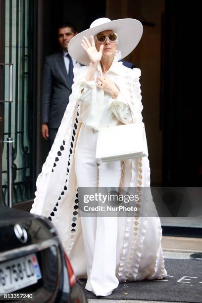 Celine Dion leaves her hotel in Paris, France, on July 12, 2017.