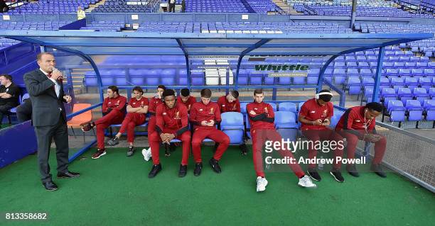 Connor Randall, Lazar Markovic, Joe Gomez, Ben Woodburn, Jon Flanagan, Kevin Stewart and Nathaniel Clyne of Liverpool before the pre season friendly...