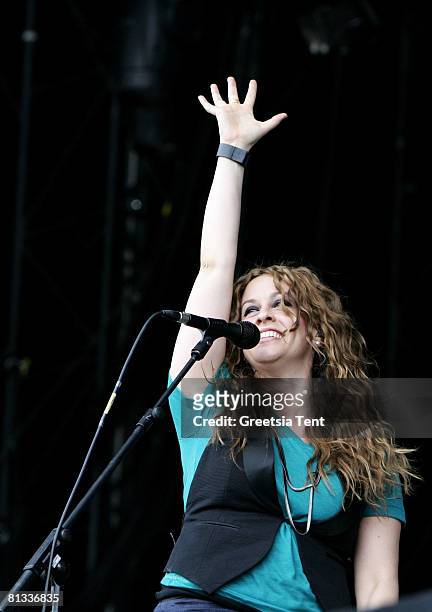 Alanis Morissette performs live on day 3 of the 39th Pinkpop Festival on June 1, 2008 in Landgraaf, Netherlands.