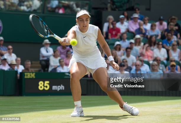 Ana Konjuh during her fourth round match against Venus Williams on day seven of the Wimbledon Lawn Tennis Championships at the All England Lawn...