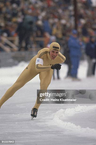 Speed Skating: 1980 Winter Olympics, USA Eric Heiden in action during competition, Lake Placid, NY 2/13/1980--2/24/1980