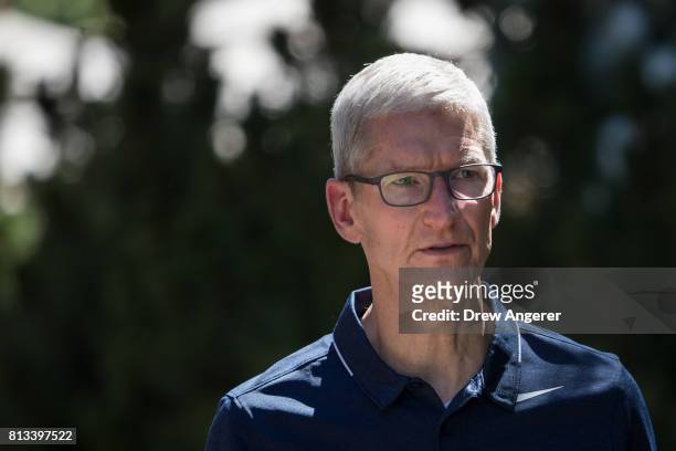 Tim Cook, chief executive officer of Apple, attends the second day of the annual Allen & Company Sun Valley Conference, July 12, 2017 in Sun Valley,...