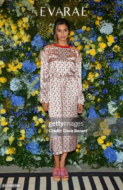 Katie Keight attends swimwear brand Evarae's Summer Party to preview the new SS18 collection at Embassy Gardens on July 12, 2017 in London, England.