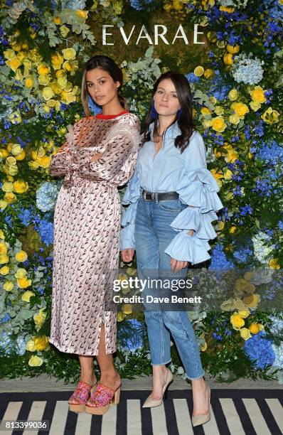 Katie Keight and guest attend swimwear brand Evarae's Summer Party to preview the new SS18 collection at Embassy Gardens on July 12, 2017 in London,...