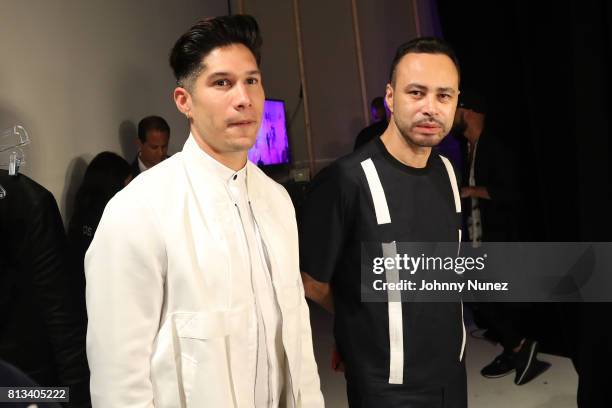 Chino Miranda and Carlos Campos attend the Carlos Campos - NYFW: Men's July 2017 at Skylight Clarkson Sq on July 11, 2017 in New York City.