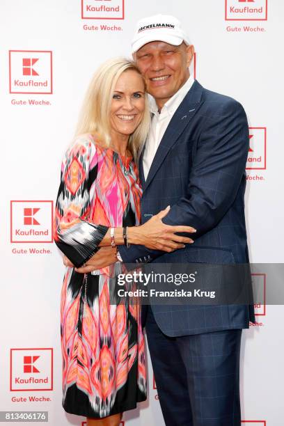 Axel Schulz and his wife Patricia Schulz attend the Kaufland Hosts VIP BBQ at Oberhafen-Kantine on July 12, 2017 in Berlin, Germany.
