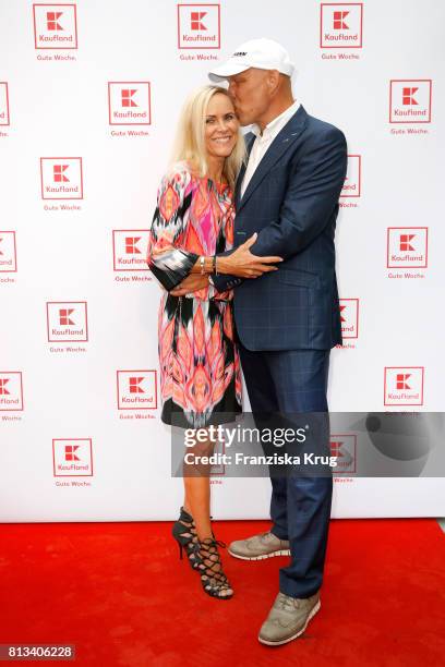 Axel Schulz and his wife Patricia Schulz attend the Kaufland Hosts VIP BBQ at Oberhafen-Kantine on July 12, 2017 in Berlin, Germany.