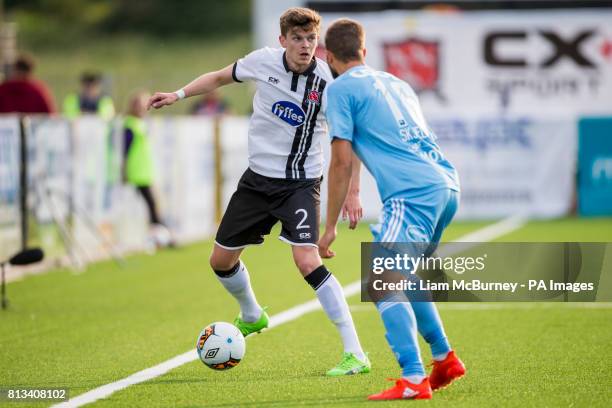 Dundalk's Sean Gannon in action against Rosenborg's Jorgen Skjelvik during the Champions League Qualifying, Second Round, First Leg match at Oriel...
