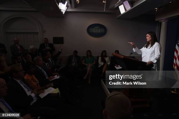 White House Deputy Press Secretary Sarah Huckabee Sanders, speaks during press briefing on July 12, 2017 in Washington, DC. Sanders fielded questions...