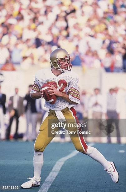 College Football: Boston College QB Doug Flutie in action vs West Virginia, Morgantown, WV