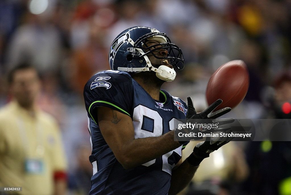 Super Bowl XL, Closeup of Seattle Seahawks Darrell Jackson in action