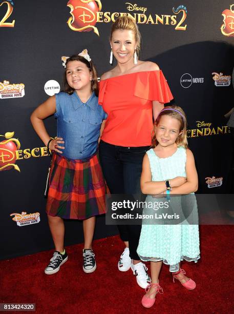 Actress Jodie Sweetin and daughters Zoie Laurel May Herpin and Beatrix Carlin Sweetin Coyle attend the premiere of "Descendants 2" at The Cinerama...