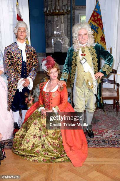 Margarita Broich, Emilio Sakraya Moutaoukkil and Bernhard Schuetz during the Photo Call at the set of the ARD fairytale TV movie 'Der Schweinehirt'...