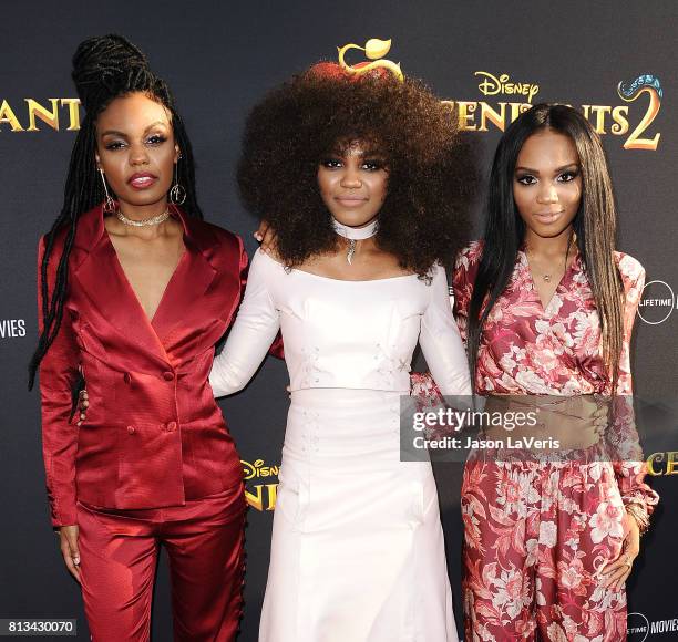 Actresses Sierra McClain, China Anne McClain and Lauryn McClain attend the premiere of "Descendants 2" at The Cinerama Dome on July 11, 2017 in Los...