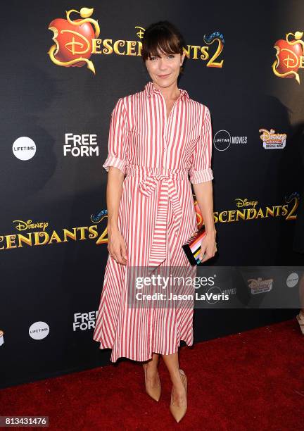 Actress Katie Aselton attends the premiere of "Descendants 2" at The Cinerama Dome on July 11, 2017 in Los Angeles, California.