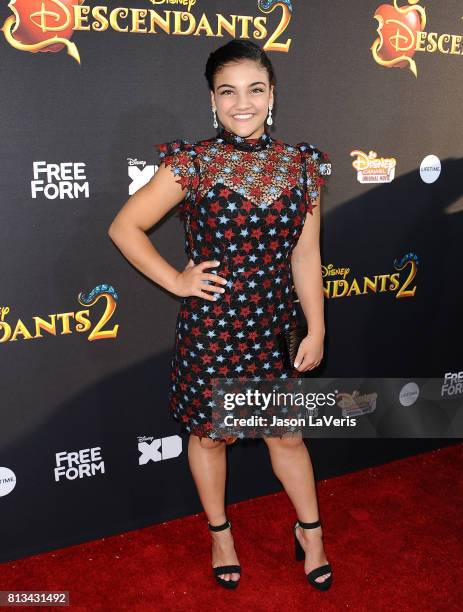 Gymnast Laurie Hernandez attends the premiere of "Descendants 2" at The Cinerama Dome on July 11, 2017 in Los Angeles, California.