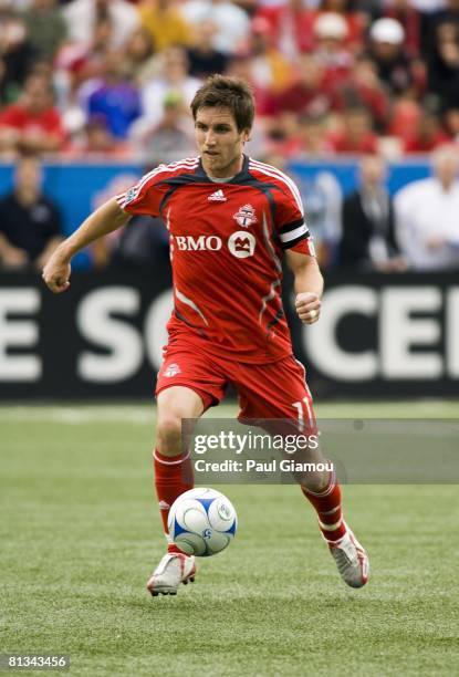 Toronto FC defender Jim Brennan controls the ball during the match against the Los Angeles Galaxy on May 31, 2008 at BMO Field in Toronto, Canada.