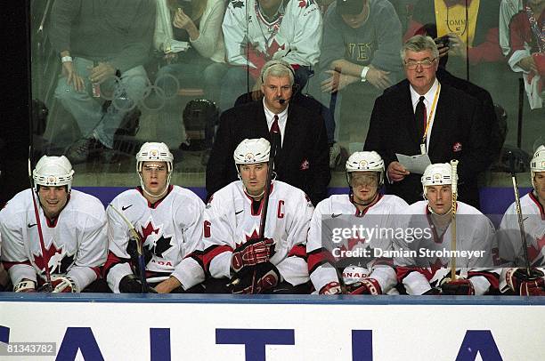 Hockey: 2002 Winter Olympics, CAN coach Pat Quinn during game vs DEU, Provo, UT 2/17/2002