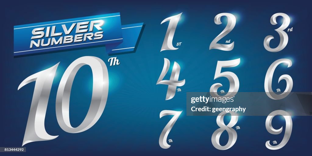 Silver Numbers Printable Set Of Metal Numbers Vector Silver Numbers 1 2 3 4 5 6 7 8 9 10 Design ...