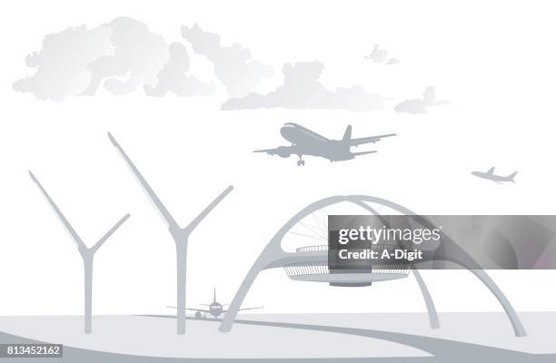 air patrol tower - airplane landing gear stock illustrations
