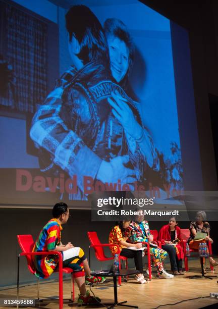 Kansai Yamamoto attends the 'David Bowie is Fashion' conference at the Muesum of Design on July 12, 2017 in Barcelona, Spain.