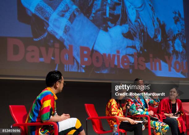 Kansai Yamamoto attends the 'David Bowie is Fashion' conference at the Muesum of Design on July 12, 2017 in Barcelona, Spain.