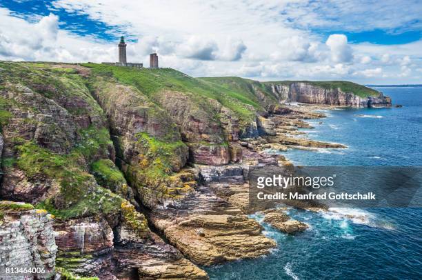 lighthouses at  at cap fréhel - cap fréhel stock pictures, royalty-free photos & images