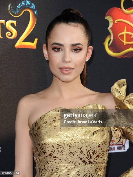 Actress Sofia Carson attends the premiere of "Descendants 2" at The Cinerama Dome on July 11, 2017 in Los Angeles, California.