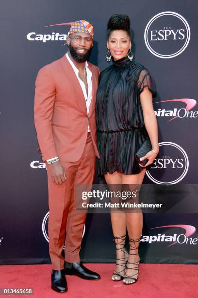 Player Malcolm Jenkins and Morrisa Jenkins attend The 2017 ESPYS at Microsoft Theater on July 12, 2017 in Los Angeles, California.