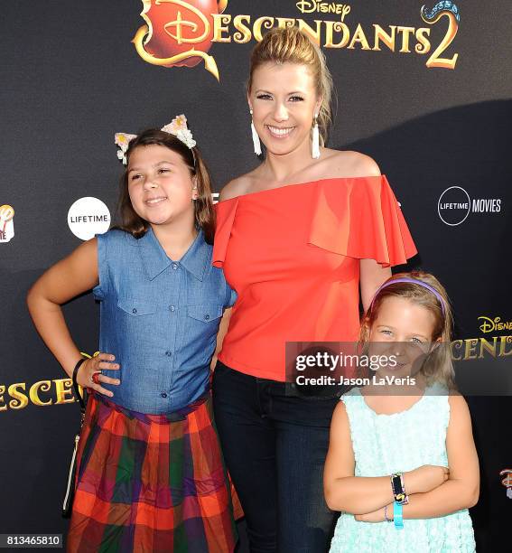 Actress Jodie Sweetin and daughters Zoie Laurel May Herpin and Beatrix Carlin Sweetin Coyle attend the premiere of "Descendants 2" at The Cinerama...