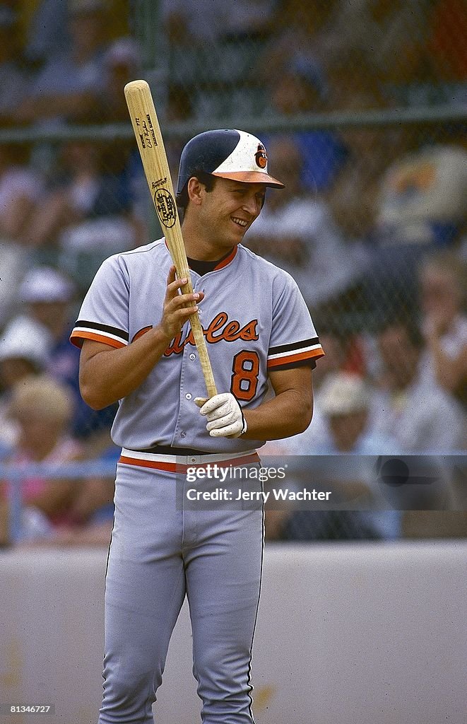 Cal Ripken Which Team Baltimore Orioles Cal Ripken on deck during spring training game vs ...