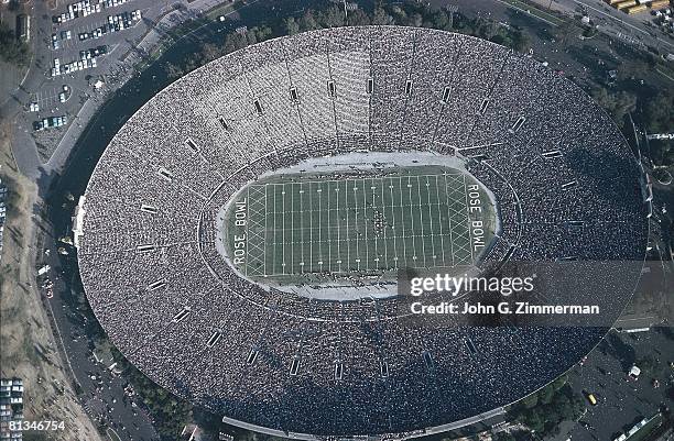 College Football: Rose Bowl, Aerial view of Rose Bowl, stadium during Iowa vs Cal game, Pasadena, CA 1/1/1959