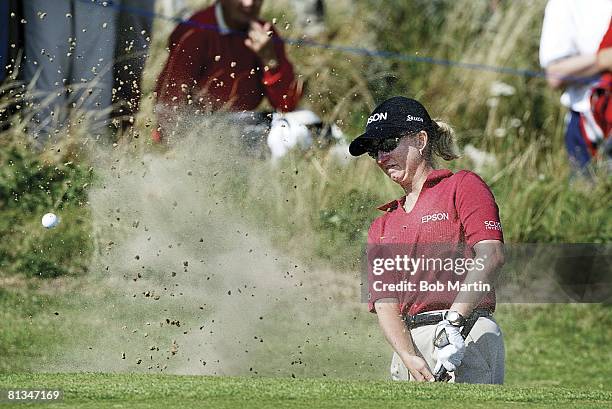 Golf: Women's British Open, Karrie Webb in action from sand on Saturday at Royal Lytham & St, Annes, Lytham, GBR 8/2/2003