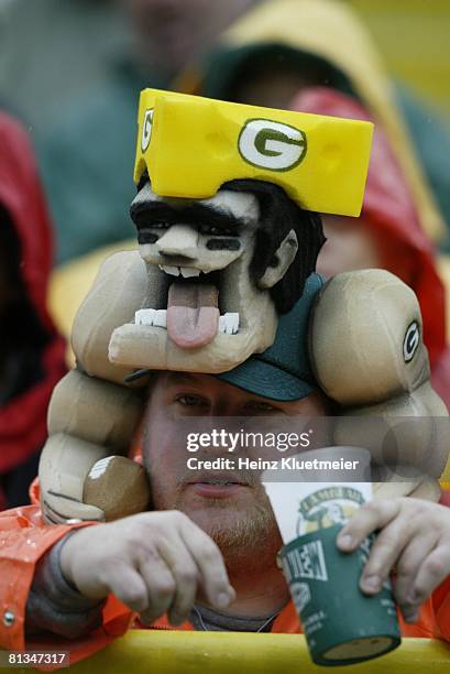 Football: Closeup of Green Bay Packers fan during game vs Detroit Lions, Green Bay, WI 9/14/2003